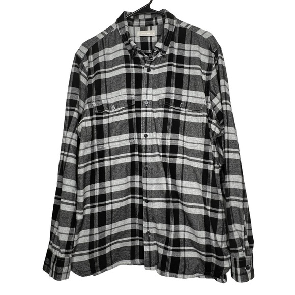 Everlane Men's Size XL Gray Black Plaid Flannel Shirt Long Sleeve Button Up - Picture 1 of 9